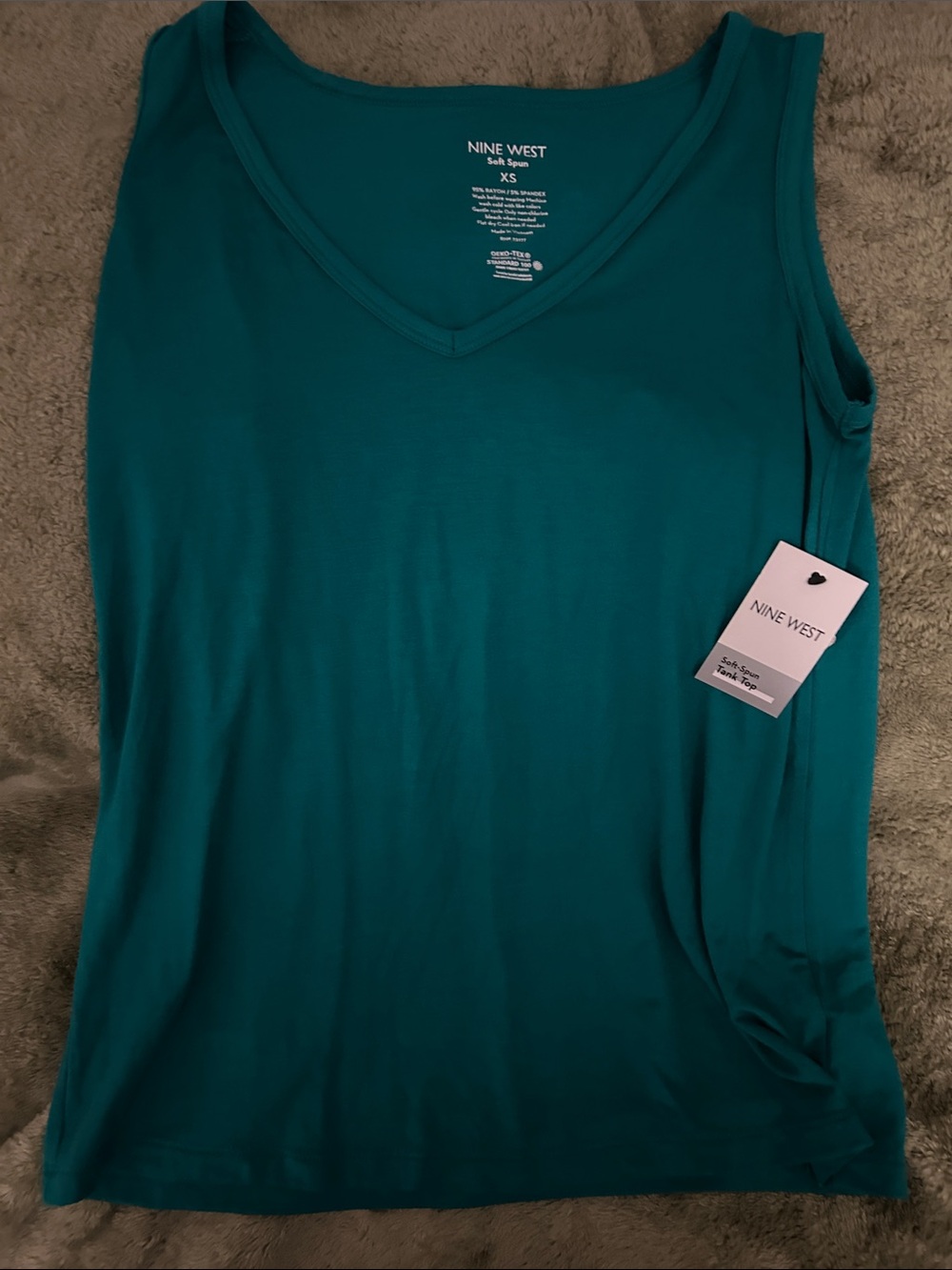 Nine West Teal V-Neck Sleeveless Tank Top